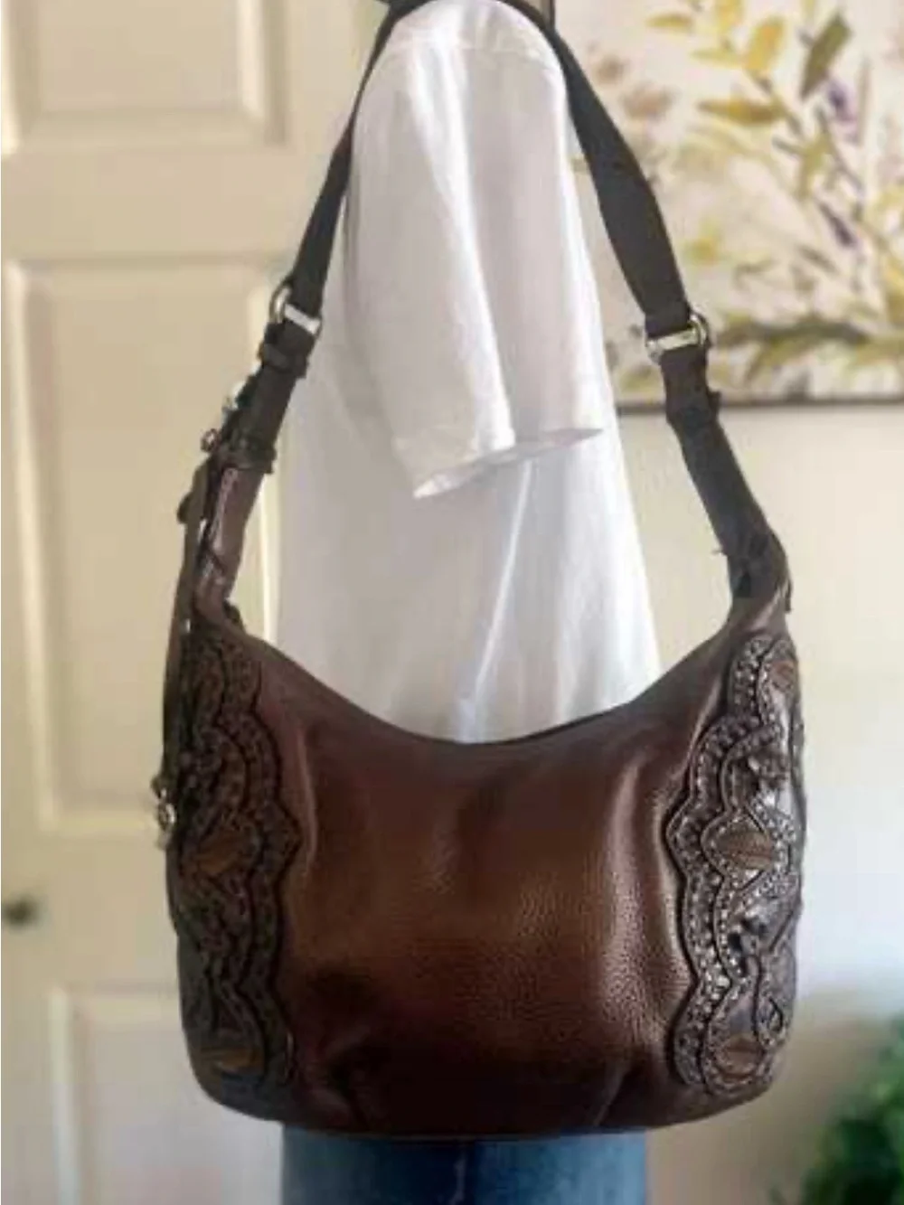 BRIGHTON HANDBAG MASTERPIECE BROWN NIKKI LEATHER SHOULDER BAG AUTHENTIC